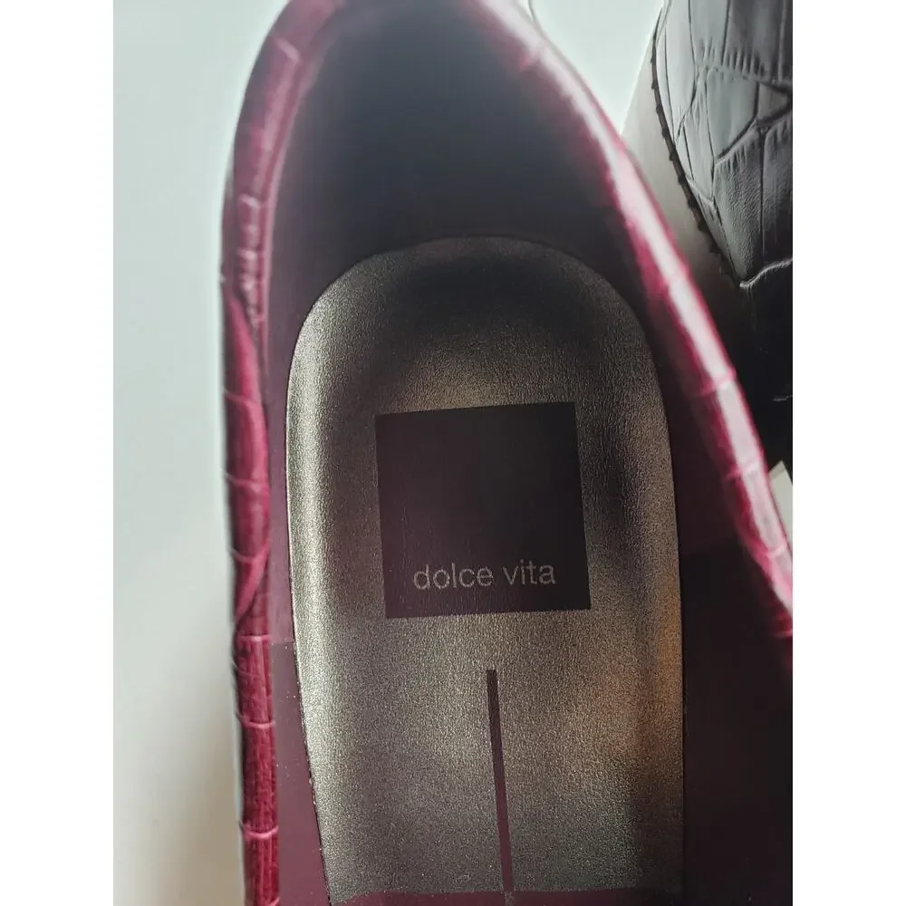 Dolce Vita Heels Shoes Size 8.5 Women Red Animal Print Block Ladies Slip On NWOB
